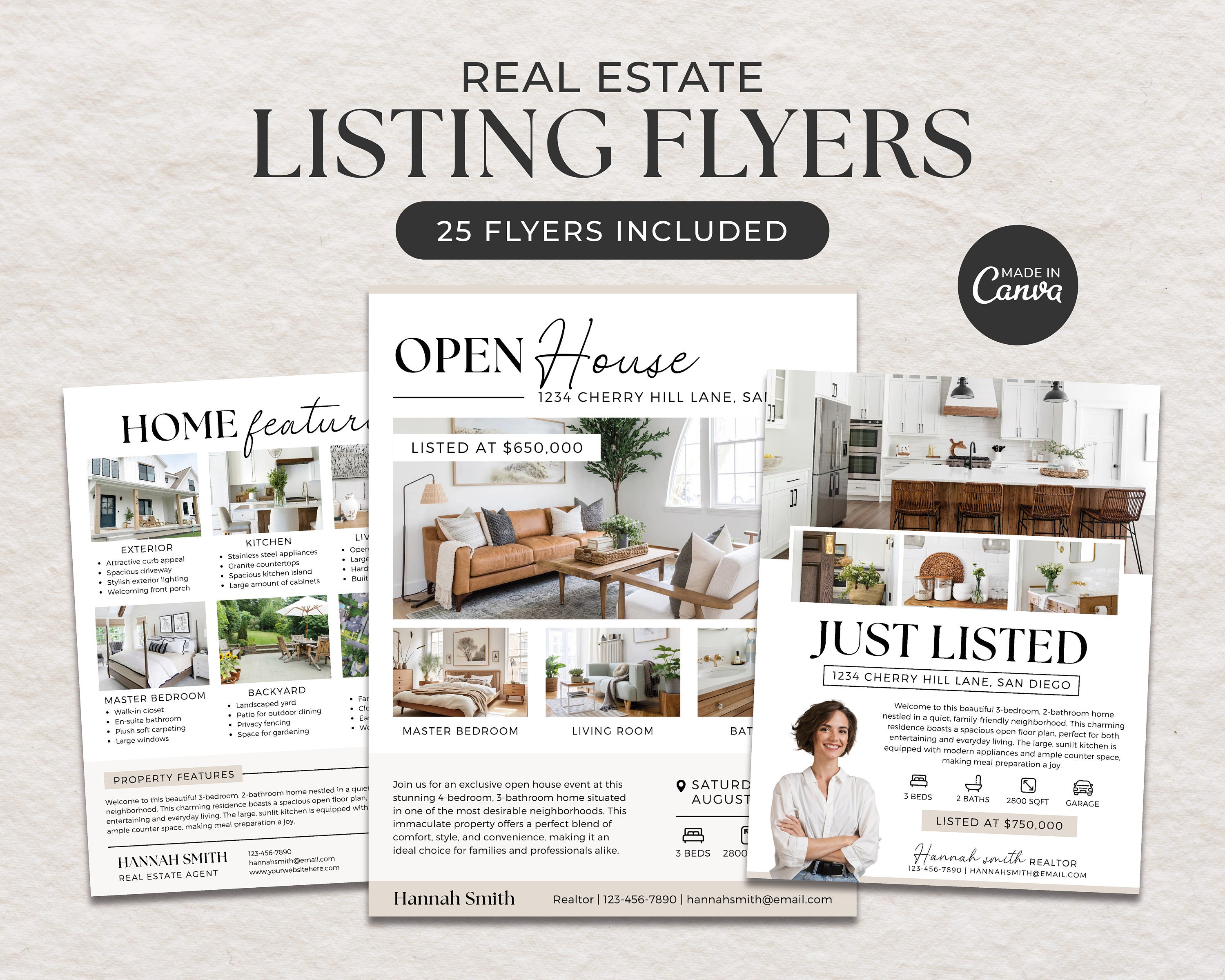 Real Estate Flyer Bundle | Open House Flyer | Real Estate Marketing | Editable Listing Flyers | For Sale Flyer | Listing Flyer | Canva
