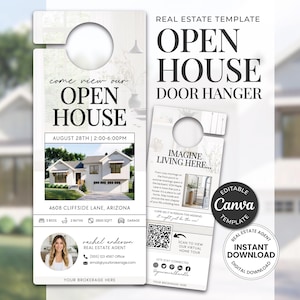 Open House Real Estate Door Hanger | Realtor Door Knocking | Real Estate Farming | Neighborhood Flyer | Real Estate Marketing | Canva