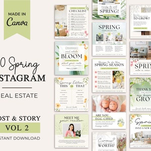 Real Estate Spring Instagram Posts | Real Estate Social Media | April Posts | Real Estate Marketing | Instagram Template | Easter | Canva