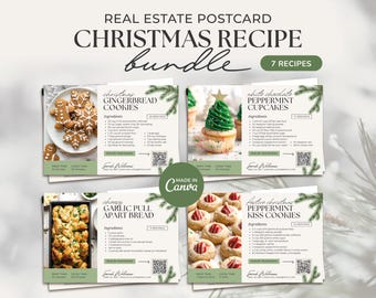 Paquete de postales navideñas sobre bienes raíces / Plantilla de postal con recetas de invierno / Agricultura inmobiliaria / Marketing inmobiliario / Plantilla Canva