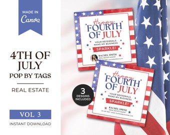 4th of July Realtor Tags | Firework Summer Real Estate Pop by Tag | Real Estate Marketing | Independence Day | Realtor Pop by Tags | Canva