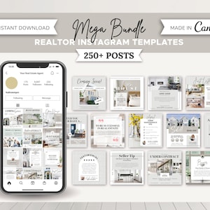 250+ Makler Instagram Posts Mega Bundle | Social Media Templates | Immobilienmarketing | Instagram Vorlage | Canva Template