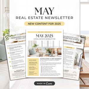 May 2025 Real Estate Newsletter | Real Estate Marketing | Real Estate Newsletter | Email Marketing | Canva | Printable | Spring Newsletter