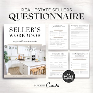 Real Estate Seller Workbook | Seller Questionnaire | Seller Packet | Real Estate Marketing | Realtor Listing Packet | Seller Forms | Canva