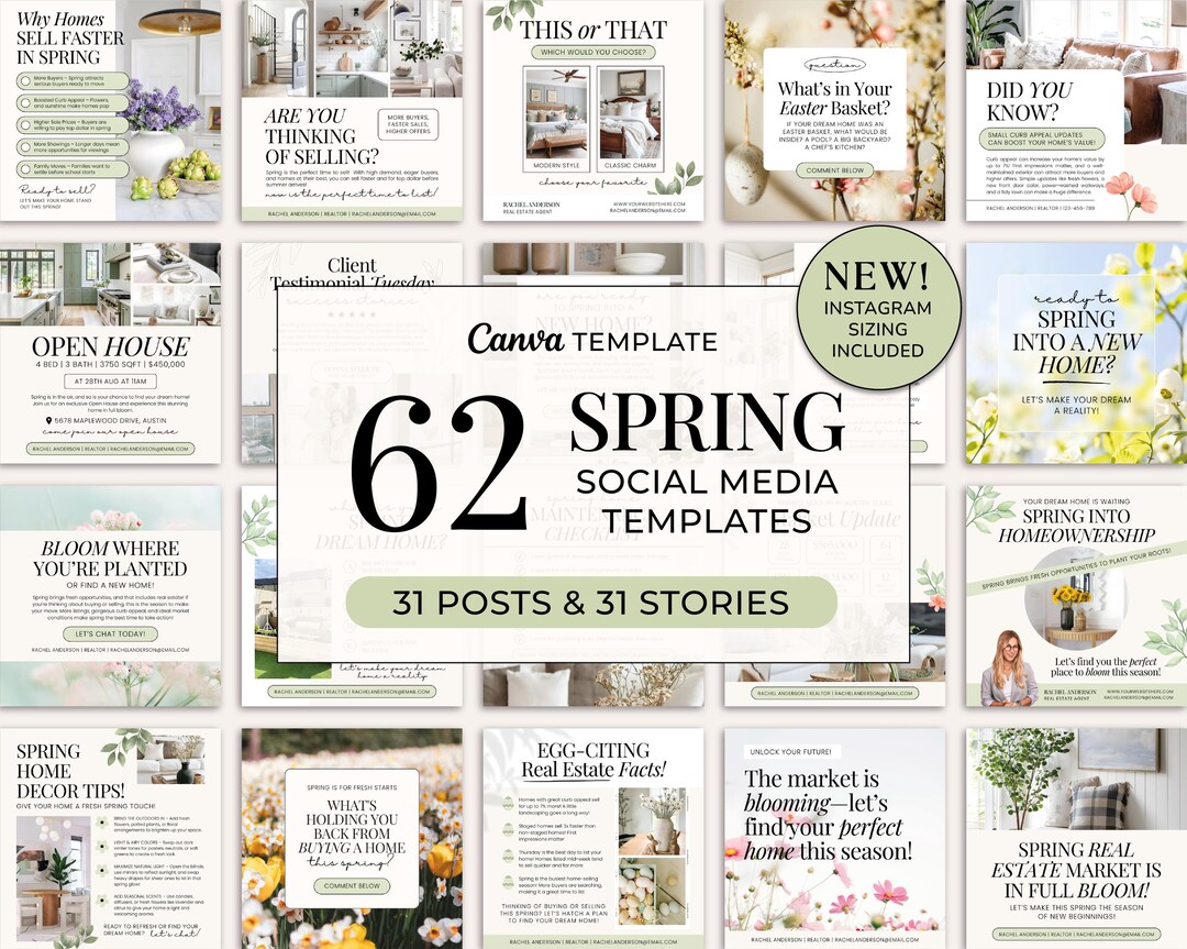 Spring Posts For Realtor Spring Real Estate Instagram Posts | Real Estate Social Media | April ...