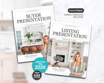 Real Estate Listing & Buyer Presentation Bundle | Home Seller Guide | Home Buyer Guide | Real Estate Marketing | NAR Settlement | Canva
