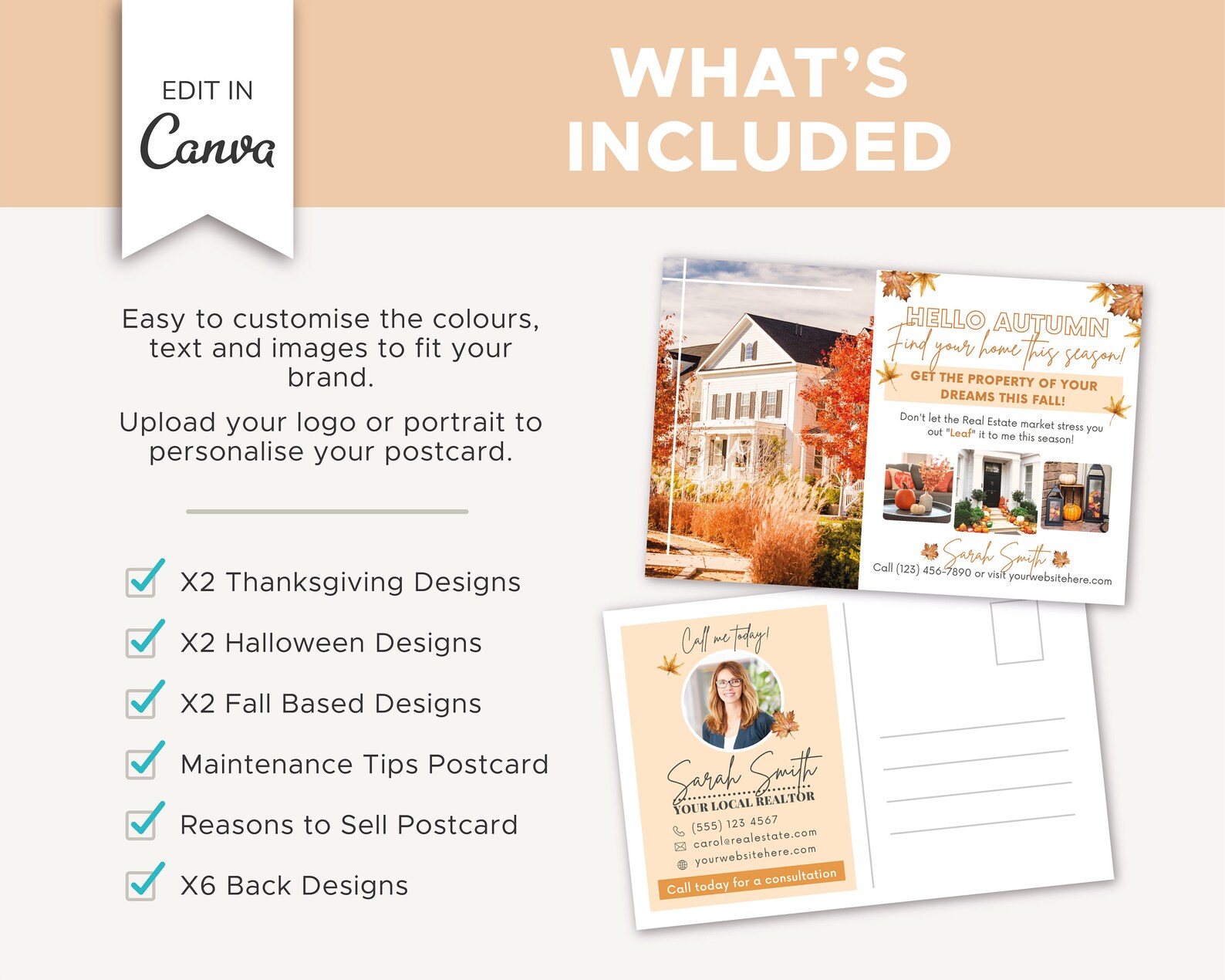 8 Fall Real Estate Postcard Bundle Fall Real Estate Postcard Etsy