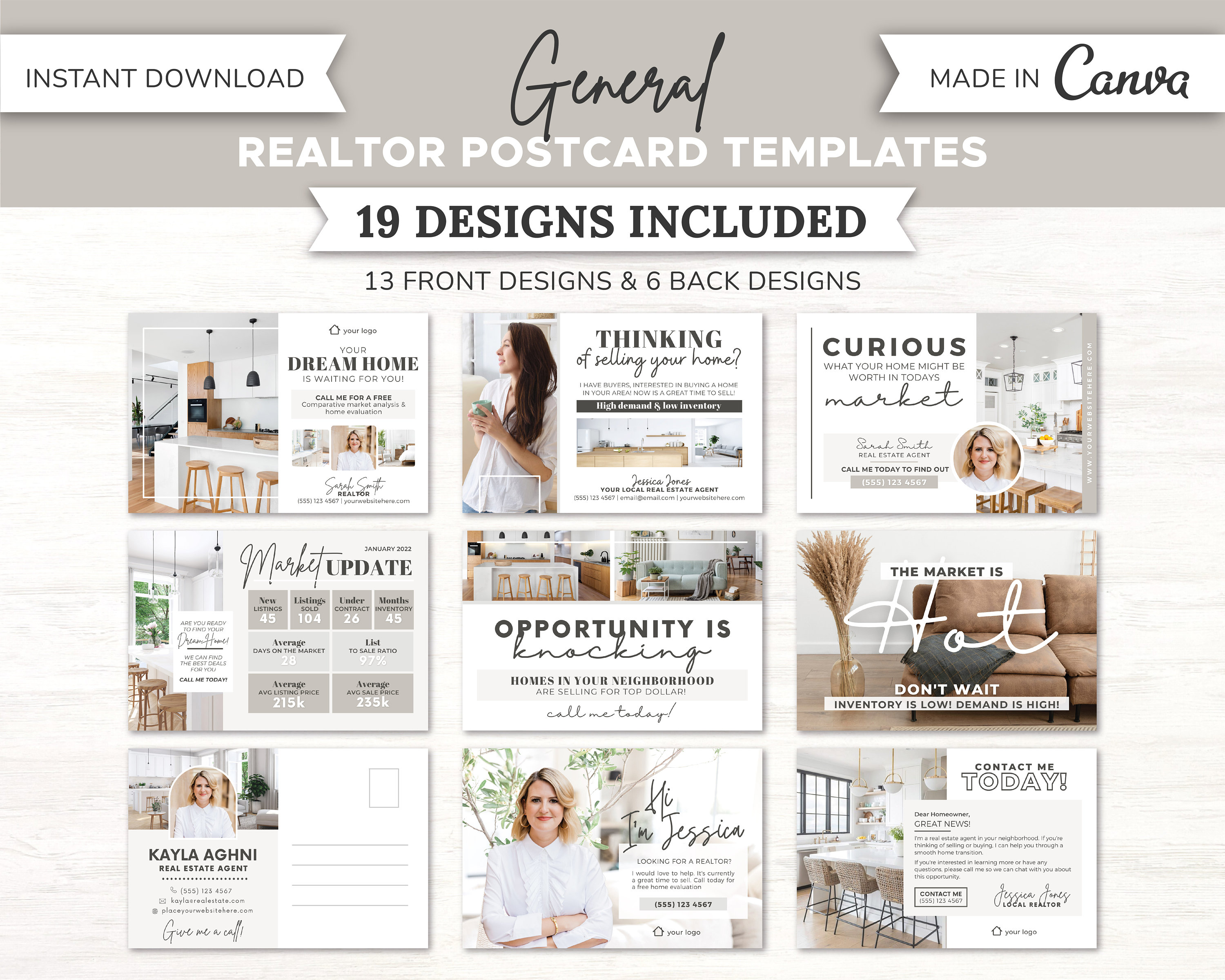 13 General Real Estate Postcards | Postcard Bundle Template | Real Estate Farming | Real Estate Marketing | Hello Neighbor Postcards | Canva