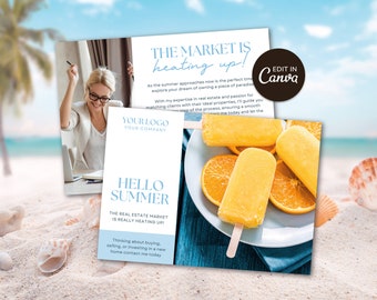 postale d&#39;été immobilier | Marketing immobilier | Bonjour carte d&#39;été | Cartes postales pour agent immobilier | Agriculture d&#39;agent immobilier | Présentation de l&#39;agent immobilier | Toile