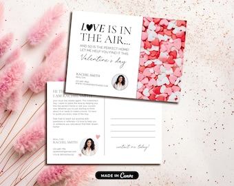 Valentines Day Real Estate Postcard | Real Estate Marketing | Realtor Pop By Card | February Valentine Mailer | Real Estate Farming | Canva