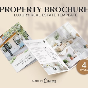 Brochure immobiliare di lusso / Brochure immobiliare / Marketing immobiliare / Brochure mezza piega / Volantino di quotazione / Brochure Open House / Canva
