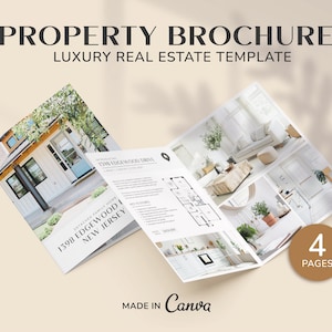 Luxusimmobilienbroschüre | Immobilienbroschüre | Immobilienmarketing | Halbgefaltete Broschüre | Listing-Flyer | Broschüre zum Tag der offenen Tür | Canva