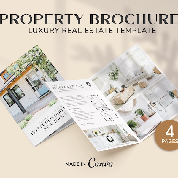 Brochure sur les propriétés de luxe | Brochure Immobilière | Marketing immobilier | Brochure pliée en deux | Prospectus d'inscription | Brochure de la journée portes ouvertes | Toile