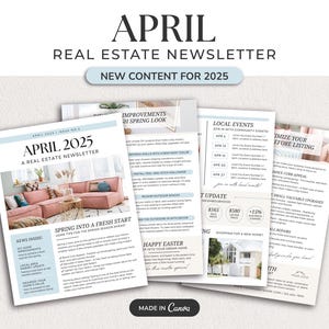 April 2025 Real Estate Newsletter | Real Estate Marketing | Real Estate Newsletter | Email Marketing | Canva Template | Printable | Easter
