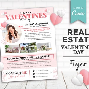 Folleto del Día de San Valentín de Bienes Raíces / Carta de Hola Vecino del Agente Inmobiliario / Carta de Agricultura del Agente Inmobiliario / Carta del Agente Inmobiliario / Marketing Inmobiliario / Canva