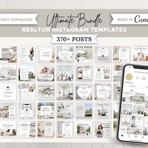 370+ Realtor Instagram Posts Ultimate Bundle | Real Estate Social Media Templates | Real Estate Marketing | Instagram Template | Canva