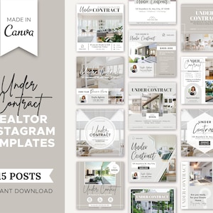 15 Under Contract Realtor Instagram Posts | Real Estate Social Media Templates | Real Estate Marketing | Instagram Post Template