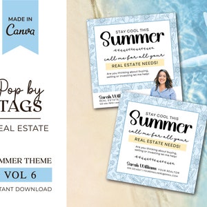 Etichette regalo estive per agenti immobiliari, Pop By Tags, Real Estate Heating Up Pop By Tags, Pop By Tag, Real Estate Pop by Tag, Marketing immobiliare, Canva