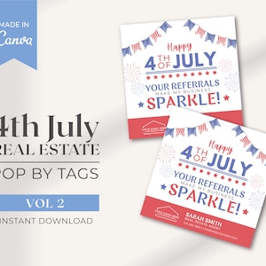 4th July Pop By Tags | Firework Summer Real Estate Pop by Tag | Real Estate Marketing | Independence Day Realtor Pop by Tags | Realtor Canva