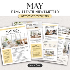 May 2025 Real Estate Newsletter | Real Estate Marketing | Real Estate Newsletter | Email Marketing | Canva | Printable | Spring Newsletter