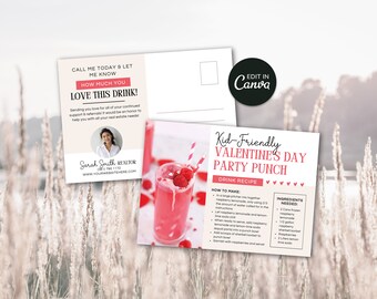 Real Estate Valentine Postcard | Real Estate Marketing | Realtor Pop By Card | Realtor Postcard | Valentine's Drink Recipe Card | Canva