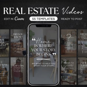 55 Real Estate Video Reel Templates | Real Estate Social Media | Real Estate Marketing | Instagram Canva Template | Canva Video Reels