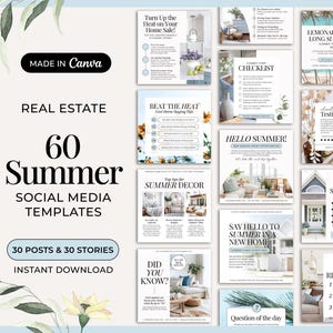 Real Estate Summer Social Media Posts | Real Estate Instagram Posts | July Posts | Real Estate Summer Marketing | Instagram Template | Canva