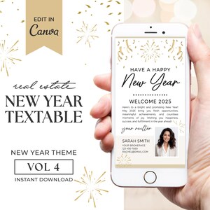 Carte textuelle numérique du Nouvel An pour l'immobilier | Marketing immobilier | SMS immobilier | Carte Pour Les Fêtes Client Textable | Toile
