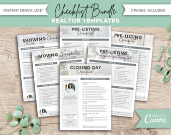 Real Estate Checklist Bundle | Real Estate Marketing | Real Estate Checklist | Realtor Template | Pre-Listing Checklist | Canva Template