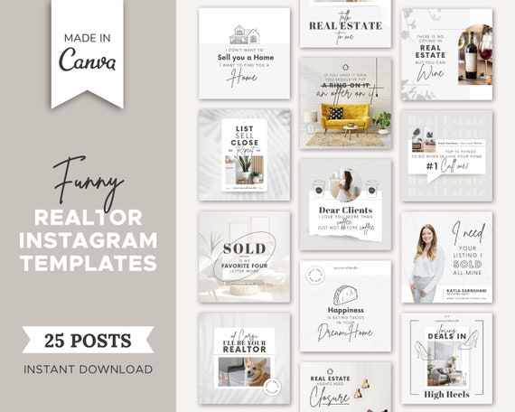 Fun Interactive Realtor Posts 25 Funny Realtor Instagram Posts Real Estate Social Media - Etsy