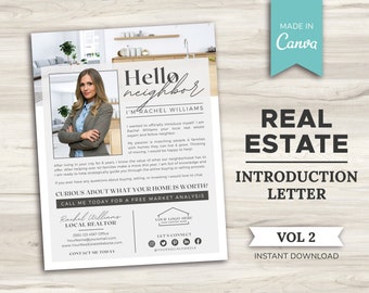 Real Estate Introduction Flyer | Hello Neighbor Letter | New Agent Flyer | Realtor Letter | Real Estate Marketing | Canva Template