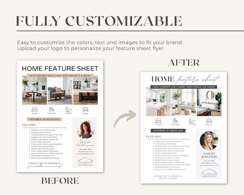 Real Estate Home Feature Sheet | Realtor Flyer Template | Real Estate ...