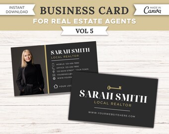 Business Card Canva Template | Real Estate Business Card | Modern Business Card | Real Estate Marketing | Print Business Card | Canva