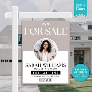 Real Estate Yard Sign Template | For Sale Sign | Property Sign | Real Estate Sold Sign | Canva For Sale | Modern For Sale Sign | Sign Rider