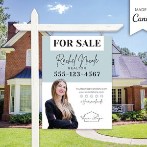 Real Estate Yard Sign Template | For Sale Sign | Customizable For Sale Signage | Canva For Sale Sign | Canva Template | Modern For Sale Sign