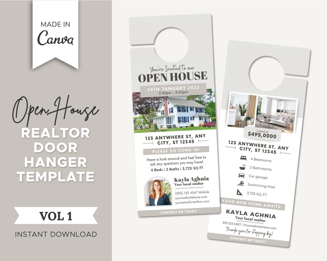 Open House Real Estate Door Hanger Realtor Door Knocking Real