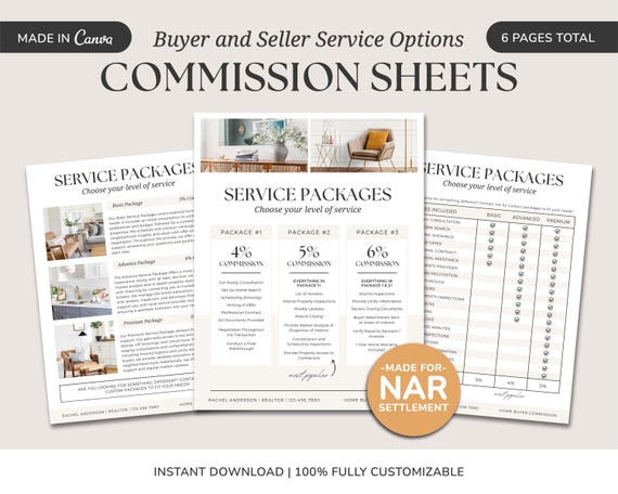 Real Estate Commission Template | Real Estate Agent Commission | Buyers Agent Commission | NAR Settlement | Real Estate Marketing | Canva