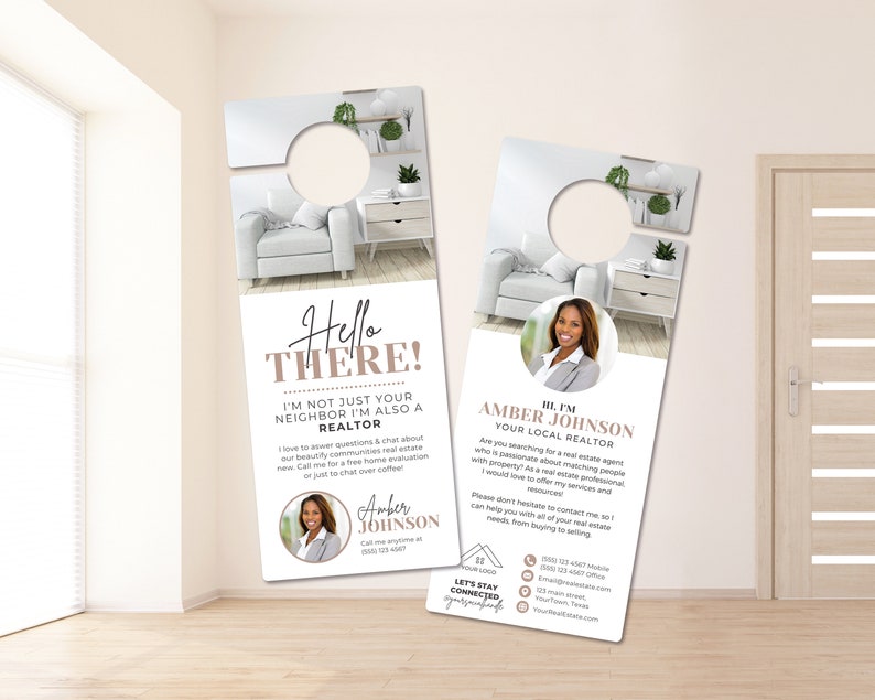 Real Estate Door Hanger Template Vol 5 Realtor Door Knocking Etsy