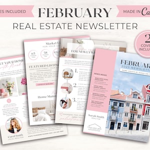 Real Estate Newsletter | February Newsletter | Real Estate Marketing | Real Estate Template | Realtor Email Marketing | Canva Template