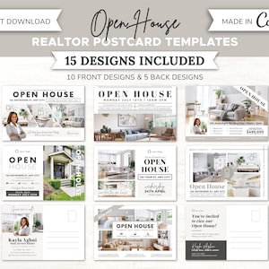 10 Open House Immoblien Postkarten | Tag der offenen Tür Einladungen | Immobilien Landwirtschaft | Immobilienmarketing | Tag der offenen Tür Postkarten | Leinwand