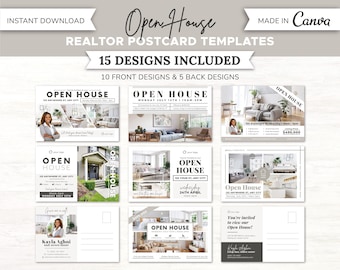 10 Open House Real Estate Postcards | Open House Invitations | Real Estate Farming | Real Estate Marketing | Open House Postcards | Canva