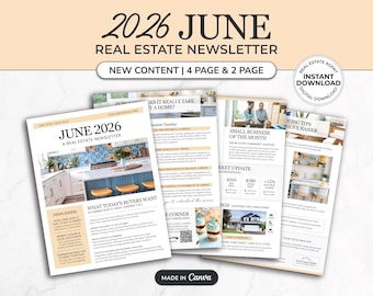 June 2026 Real Estate Newsletter | Real Estate Marketing | Real Estate Monthly Newsletter | Email Marketing | Canva | Summer Newsletter