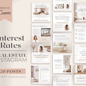 20 Zinssätze Makler Instagram Beiträge | Eigenheim | Social Media Post | Immobilienmarketing | Instagram Vorlage | Leinwand