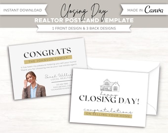 Closing Day Gift Card | Real Estate Closing Gift | Real Estate Thank You Card | Real Estate Marketing | Real Estate Postcard | Canva Card