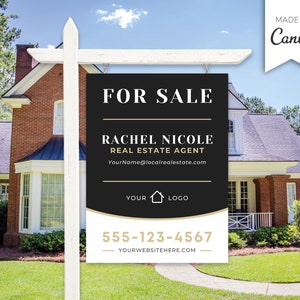 Real Estate Yard Sign Template | For Sale Sign | Customizable For Sale Signage | Canva For Sale Sign | Canva Template | Modern For Sale Sign