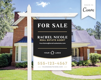 Real Estate Yard Sign Template | For Sale Sign | Customizable For Sale Signage | Canva For Sale Sign | Canva Template | Modern For Sale Sign