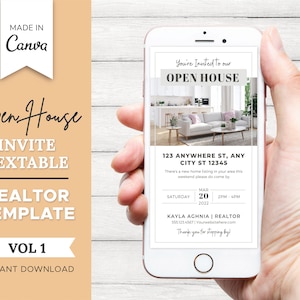Invito testuale Open House / Biglietto da visita immobiliare / Marketing immobiliare / Open House immobiliare / Modello Canva / Invito / V1