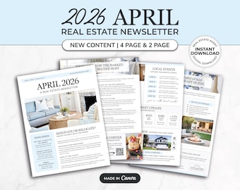 April 2026 Real Estate Newsletter | Real Estate Marketing | Real Estate Monthly Newsletter | Email Marketing | Canva Template | Easter