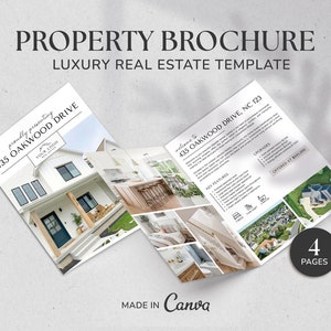 Brochure immobiliare di lusso / Brochure della proprietà / Marketing immobiliare / Brochure piegata a metà / Volantino di quotazione / Brochure Open House / Canva