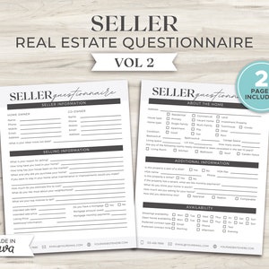 Seller Questionnaire | Seller Intake Form | Home Seller Questionnaire | Real Estate Questionnaire | Real Estate Marketing | Canva Template